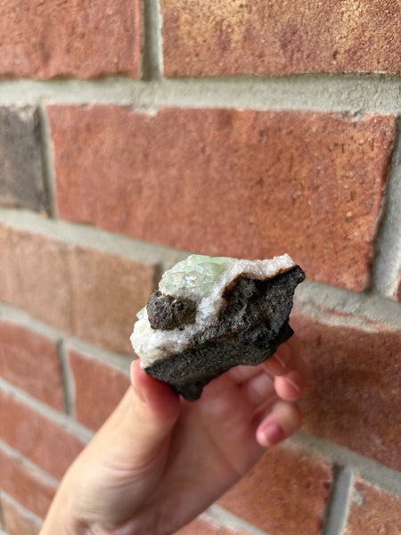 green apophyllite with stilbite