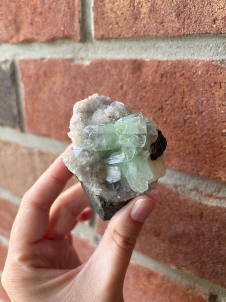 green apophyllite with stilbite