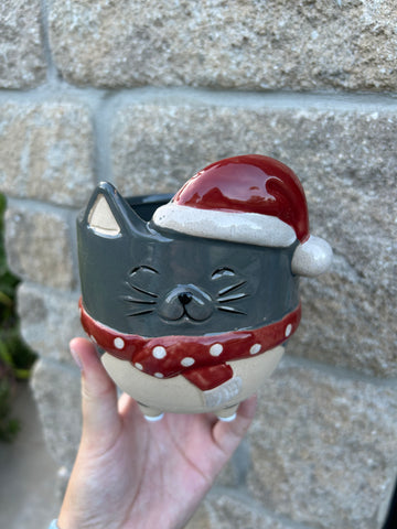 Grey Santa cat pot 3 inch