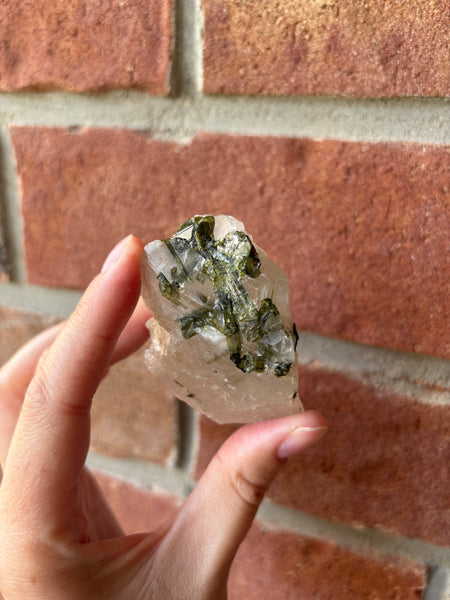 Quartz with green tourmaline